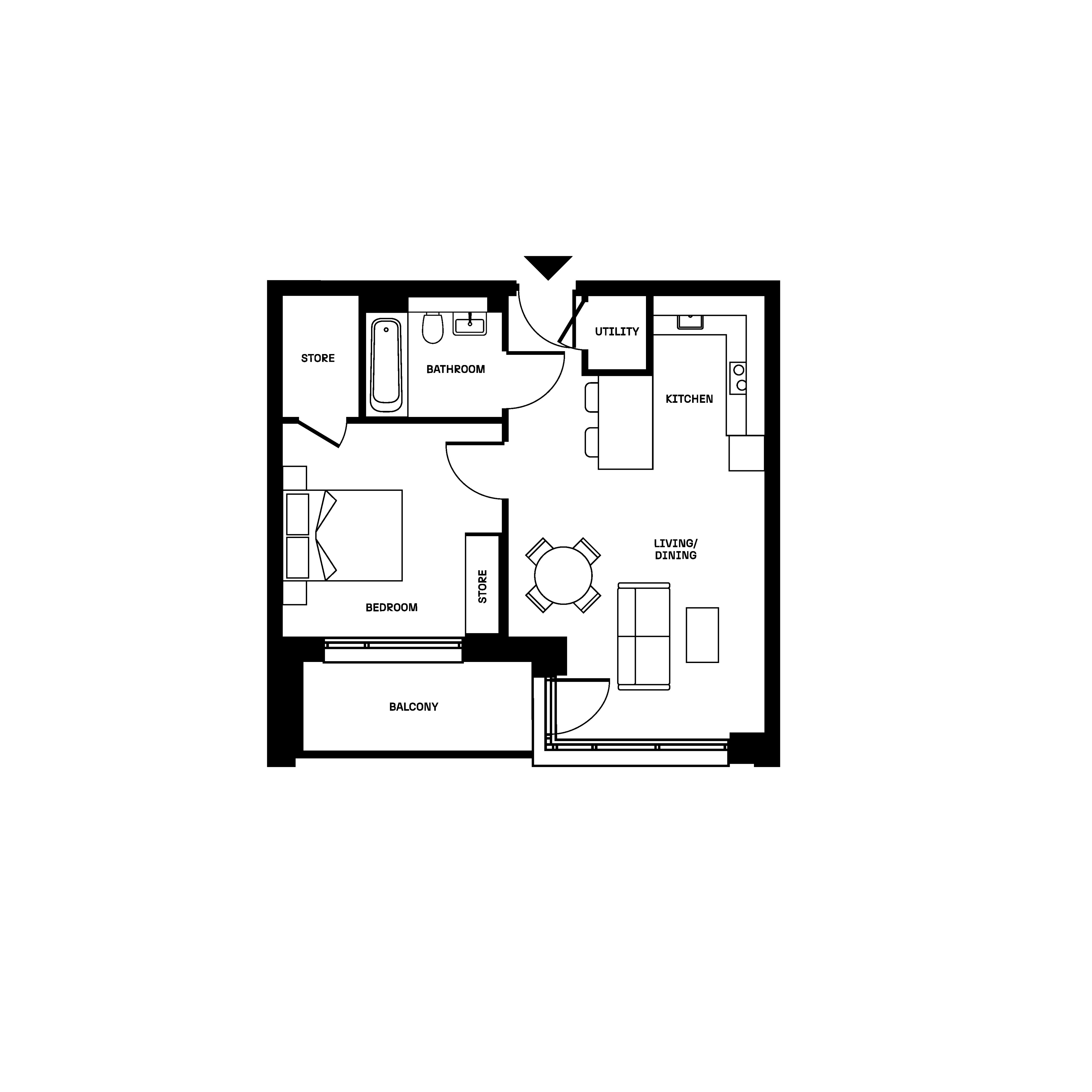 Brickfield Square - One Bed Floorplan