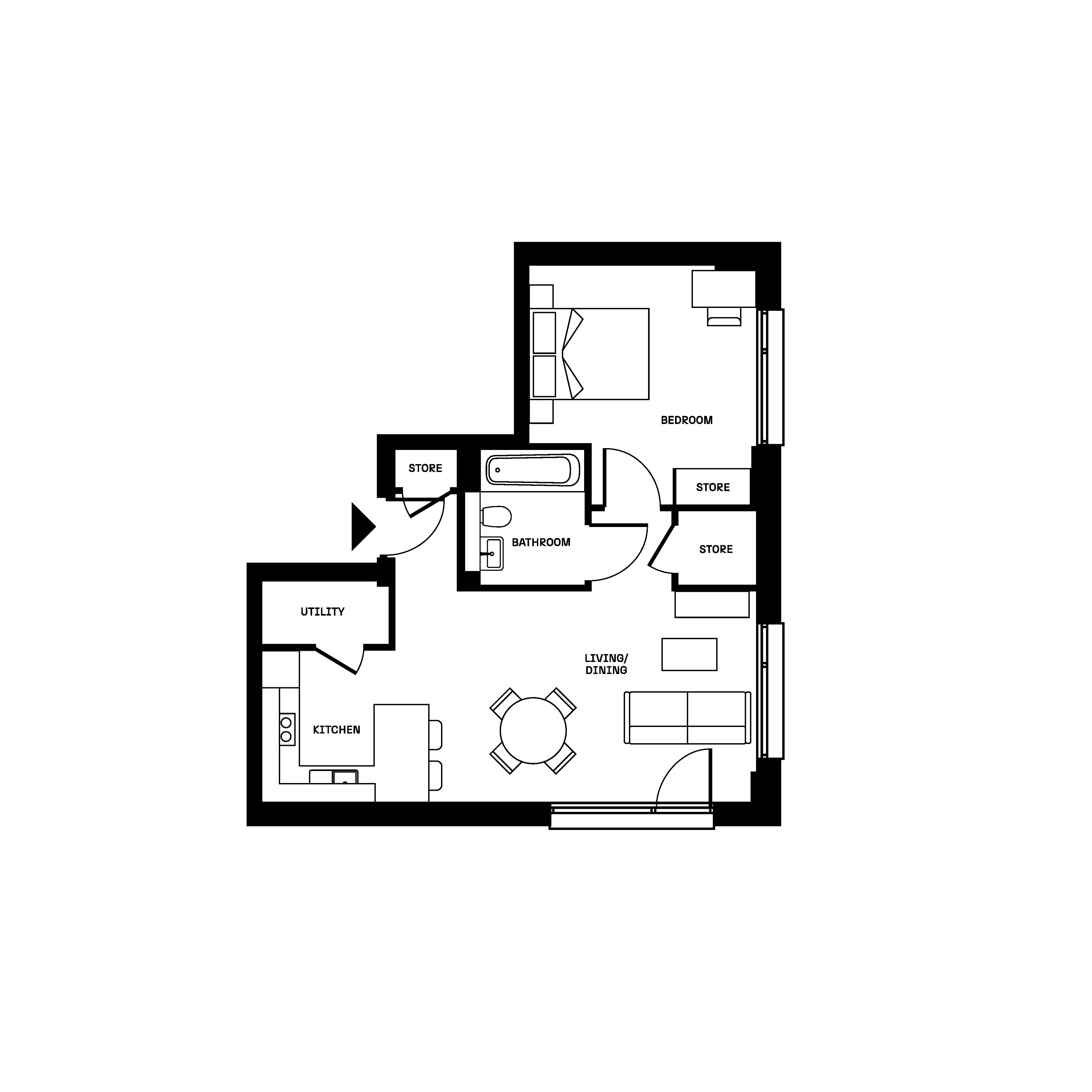 Brickfield Square - One Bed Floorplan