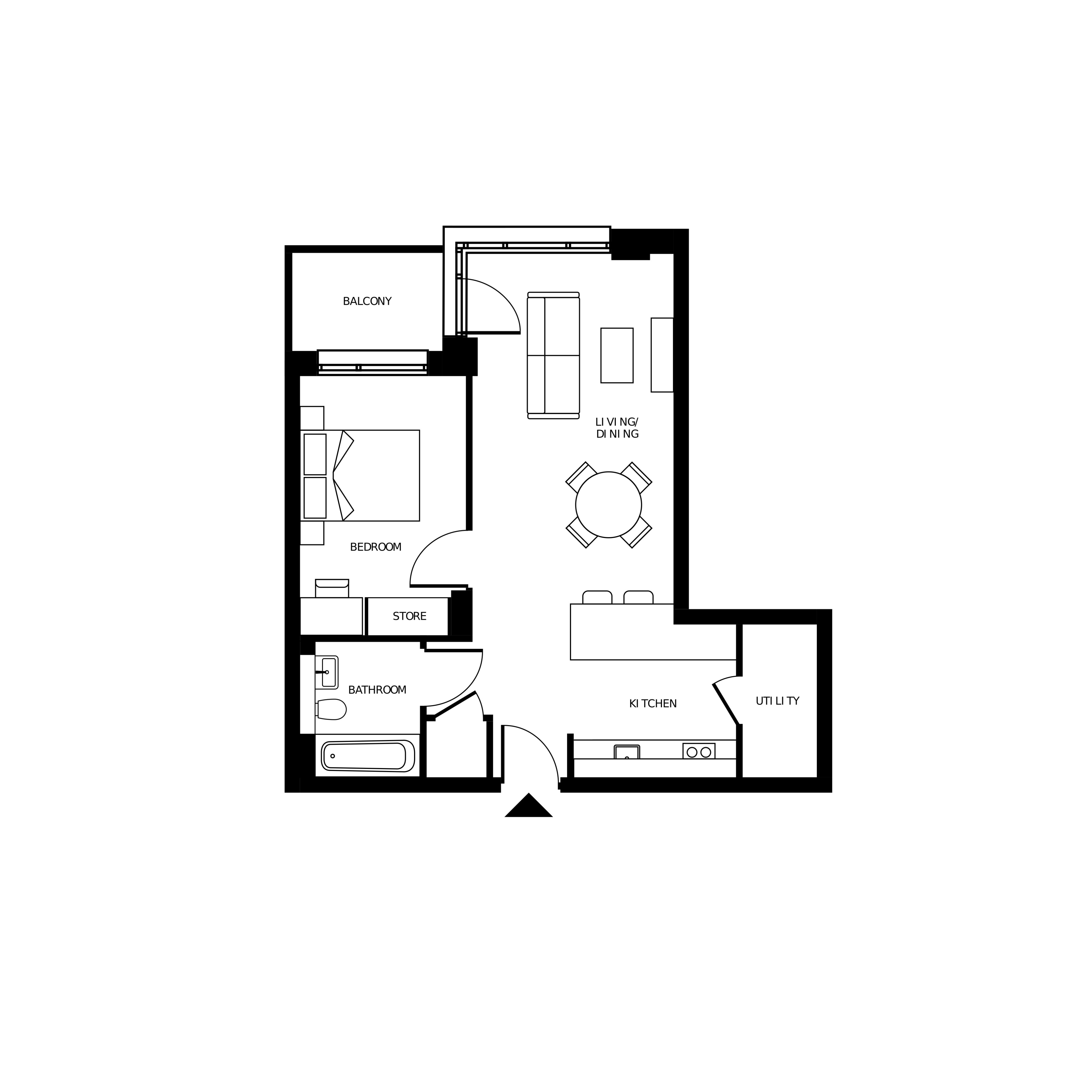 Brickfield Square - One Bed Floorplan
