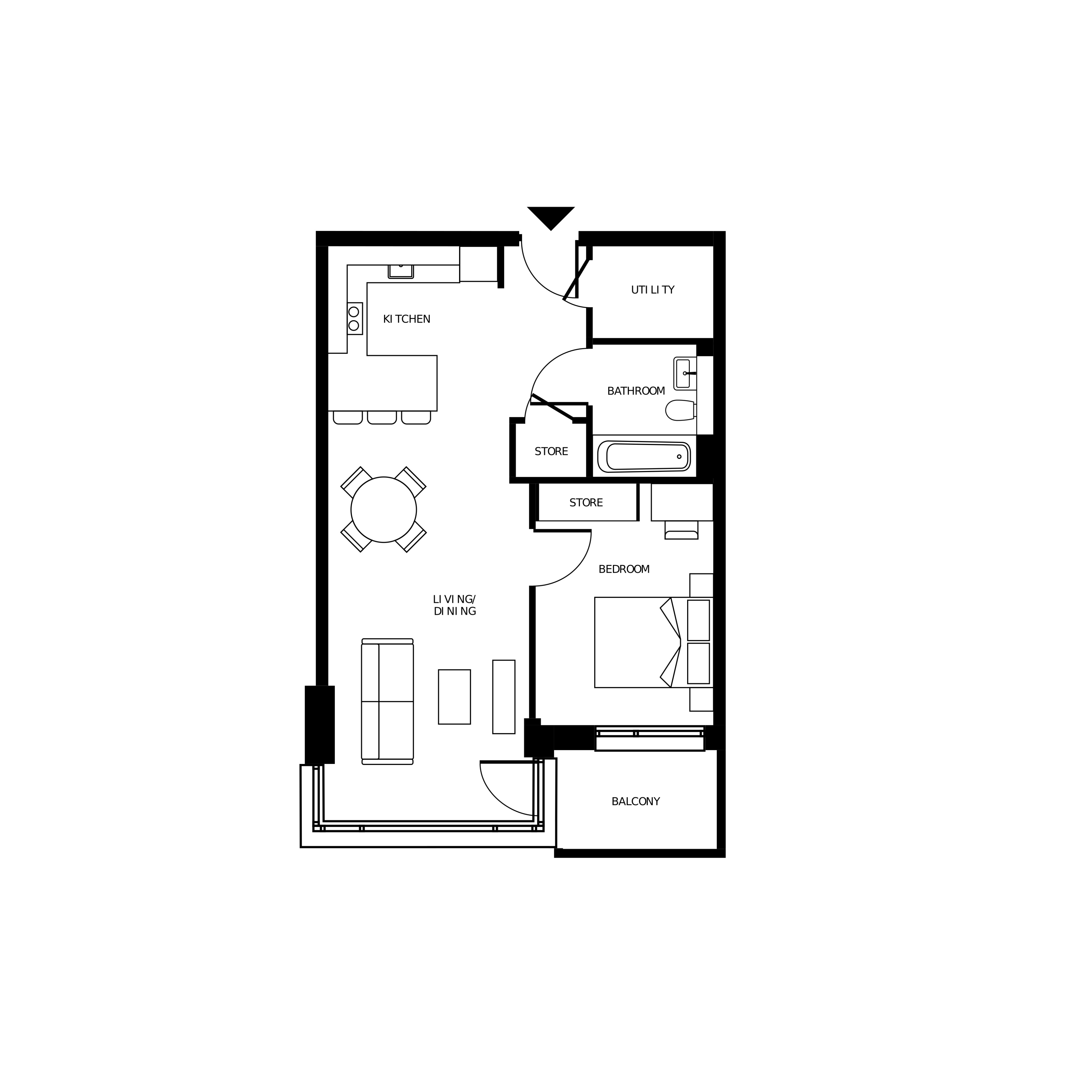 Brickfield Square - One Bed Floorplan