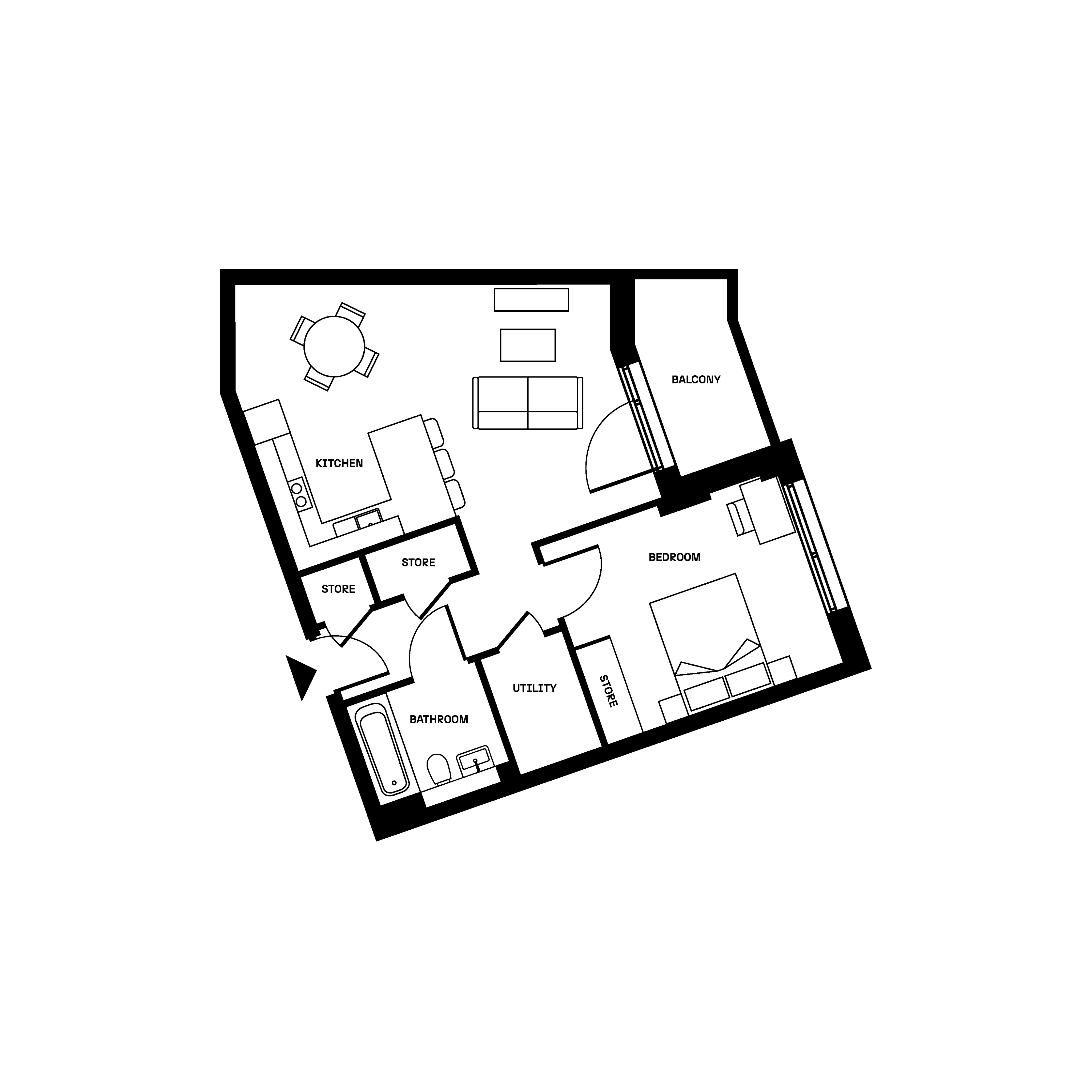 Brickfield Square - One Bed Floorplan