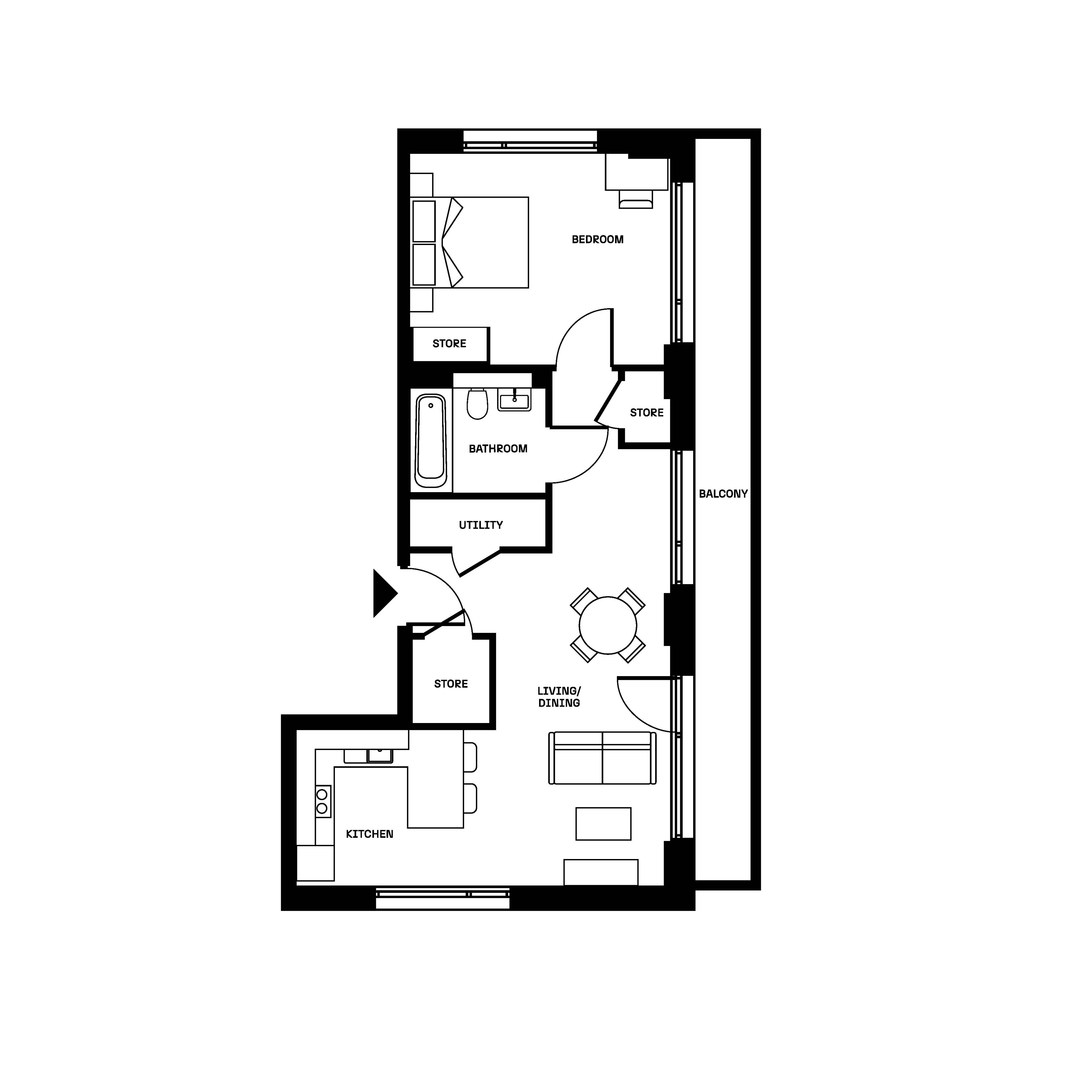 Brickfield Square - One Bed Floorplan