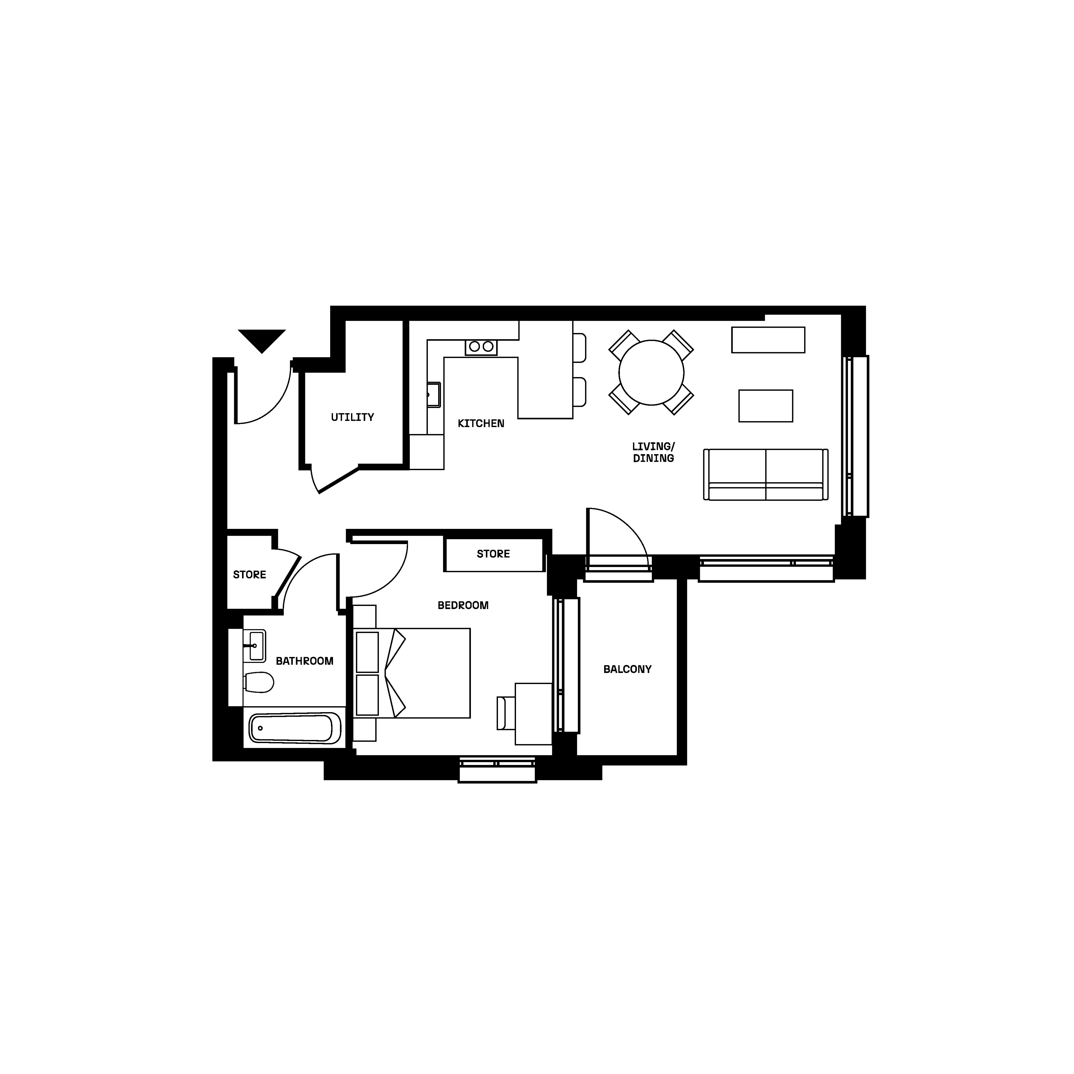Brickfield Square - One Bed Floorplan