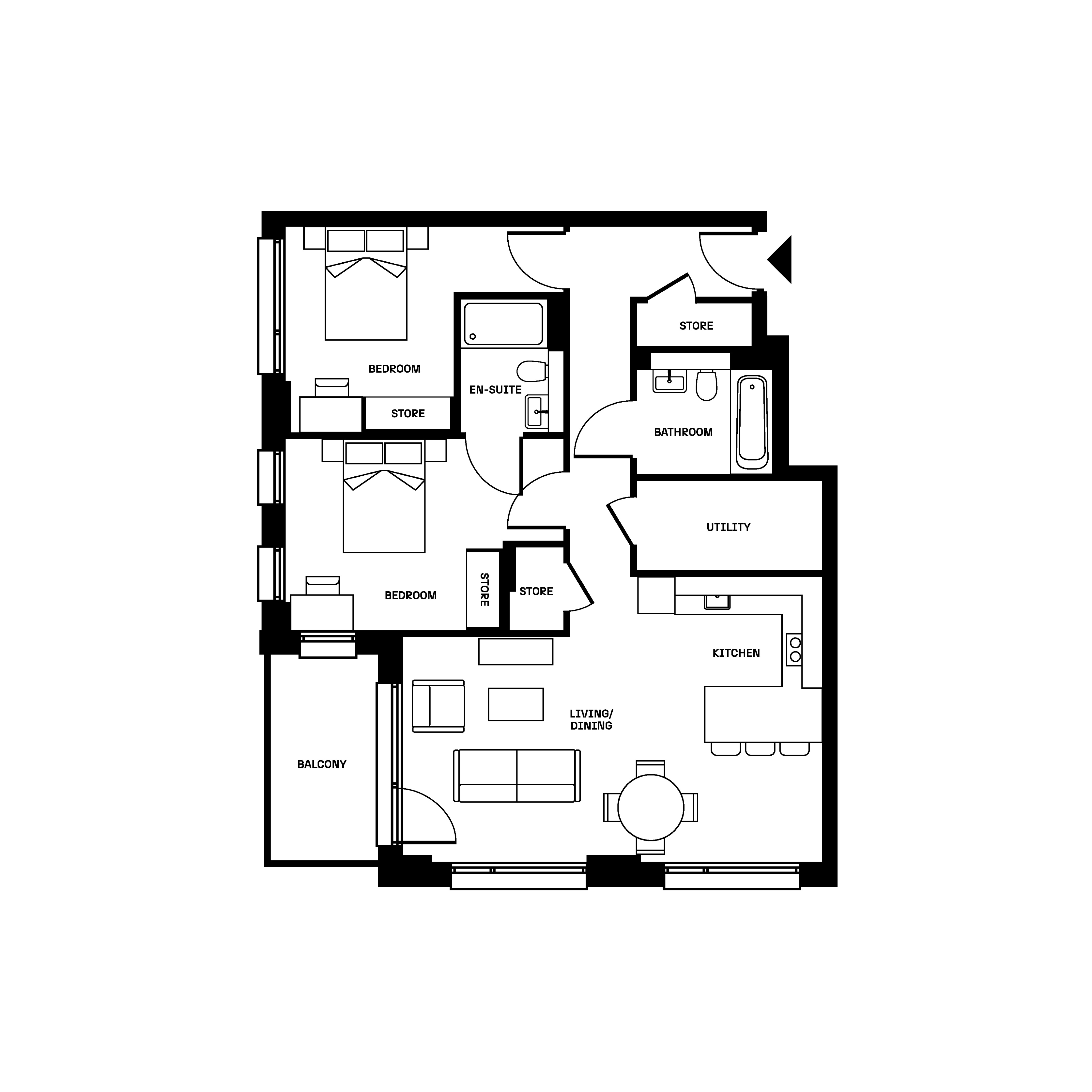 Brickfield Square - Two Bed Floorplan