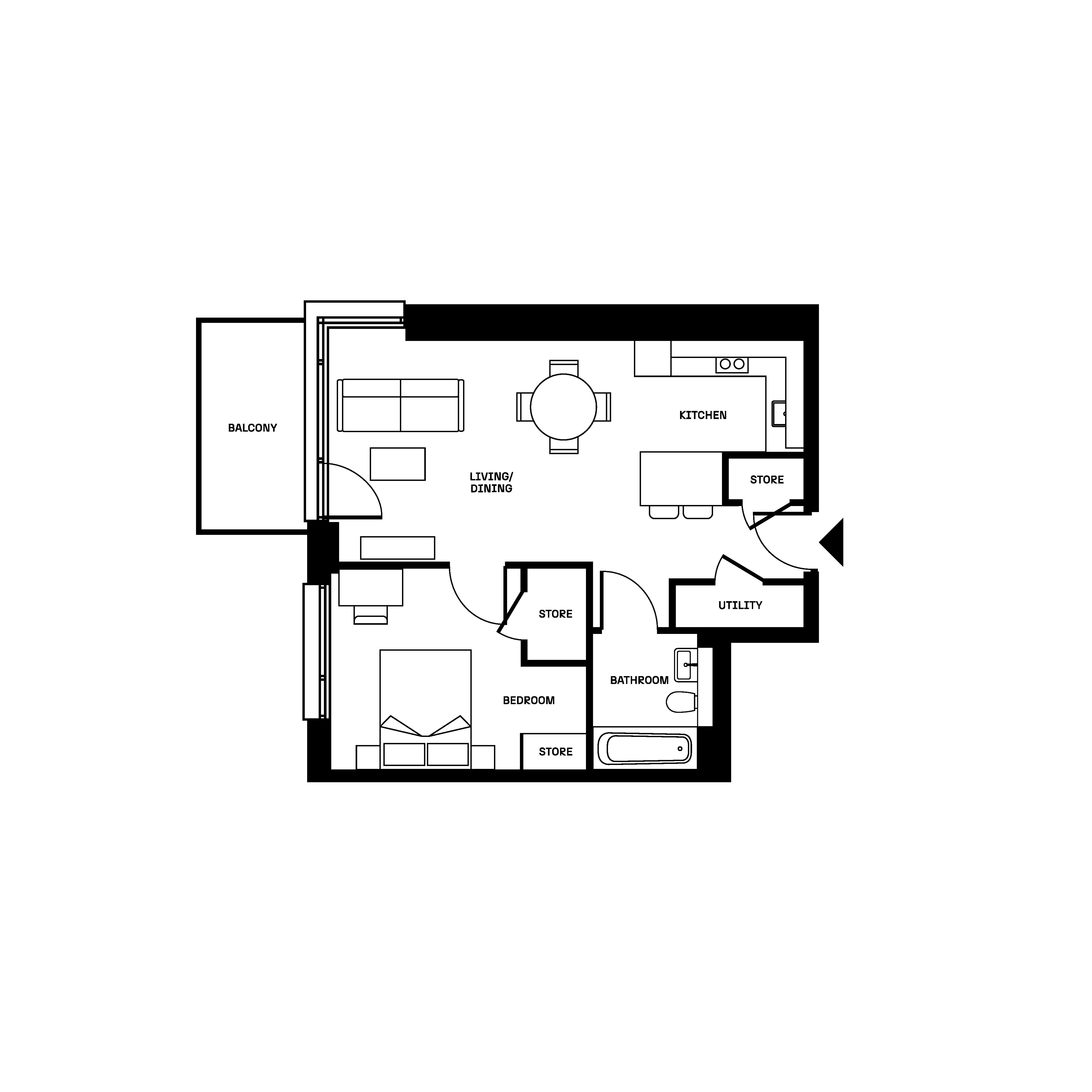 Brickfield Square - One Bed Floorplan