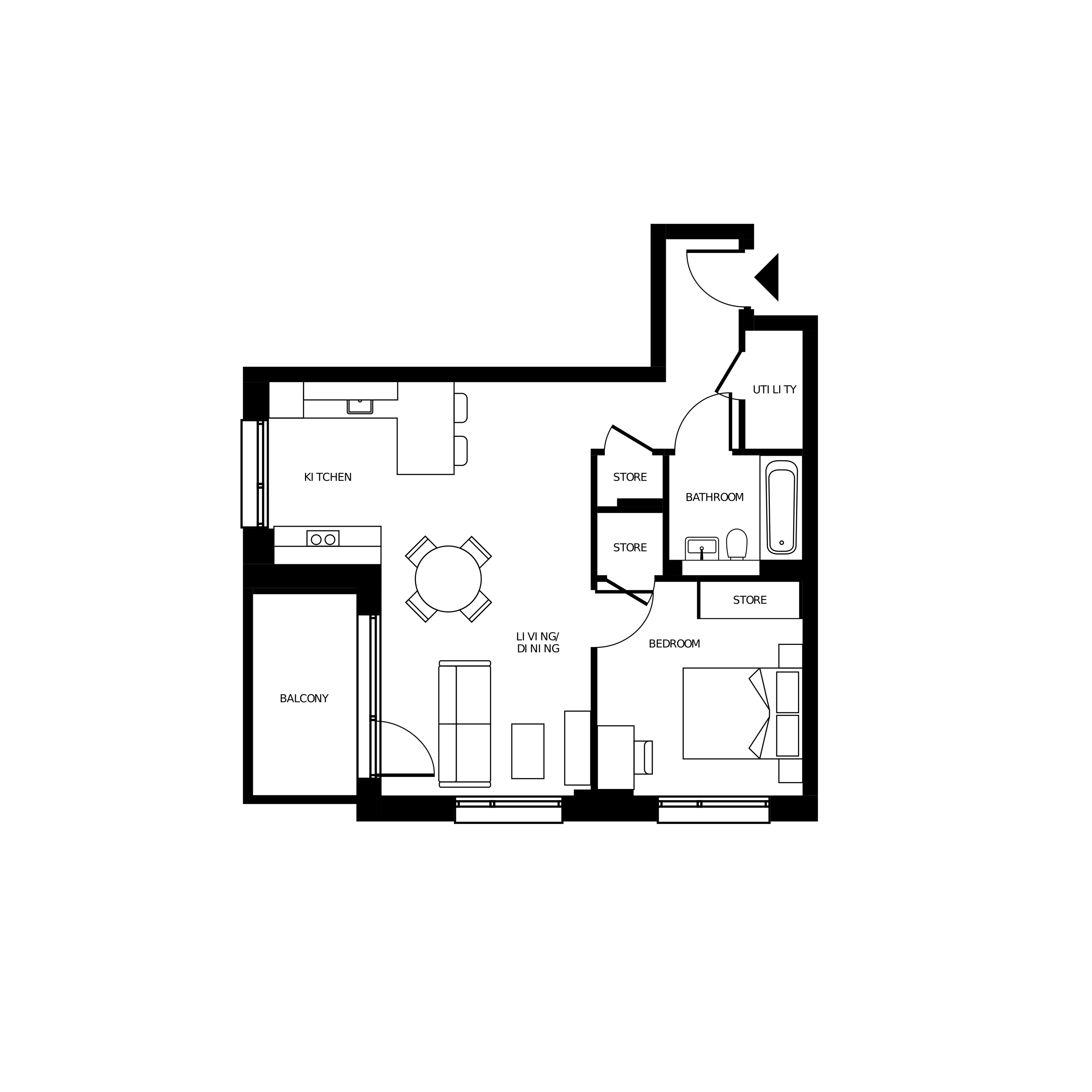 Brickfield Square - One Bed Floorplan